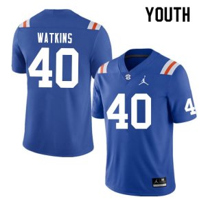 Youth Florida Gators #40 Jacob Watkins NCAA Nike Blue Throwback Authentic Stitched College Football Jersey WRM2762ZL